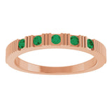 14K Gold Round Lab-Grown Emerald Birthstone Stackable Ring – 2mm Stones - Rose Gold - view 3