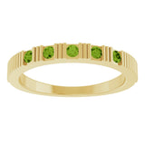 14K Gold Round Natural Peridot Birthstone Stackable Ring – 2mm Stones - Yellow Gold - view 3