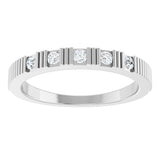 14K Gold Round Natural White Sapphire Birthstone Stackable Ring - White Gold - view 3