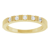 14K Gold Round Natural White Sapphire Birthstone Stackable Ring - Yellow Gold - view 3