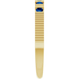 14K Gold Round Lab-Grown Blue Sapphire Birthstone Stackable Ring – 2mm Stones - Yellow Gold - view 4