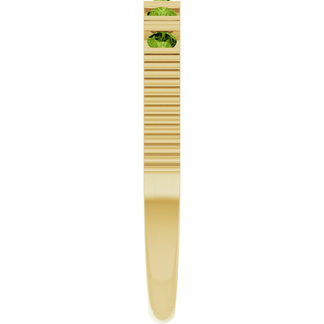 14K Gold Round Natural Peridot Birthstone Stackable Ring – 2mm Stones - Yellow Gold - view 4