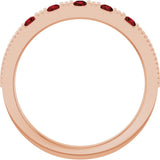 14K Gold Round Natural Mozambique Garnet Birthstone Stackable Ring – 2mm Stones - Rose Gold - view 2
