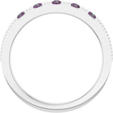 Platinum Round Lab-Grown Alexandrite Birthstone Stackable Ring - view 2