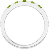 Platinum Round Natural Peridot Birthstone Stackable Ring - view 2