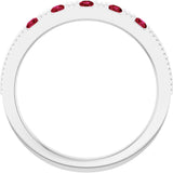14K Gold Round Natural Ruby Birthstone Stackable Ring – 2mm Stones - White Gold - view 2