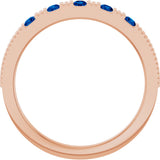 14K Gold Round Natural Blue Sapphire Birthstone Stackable Ring – 2mm Stones - Rose Gold - view 2
