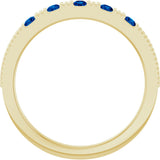 14K Gold Round Natural Blue Sapphire Birthstone Stackable Ring – 2mm Stones - Yellow Gold - view 2
