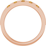 14K Gold Round Natural Citrine Birthstone Stackable Ring – 2mm Stones - Rose Gold - view 2