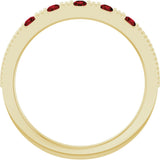 14K Gold Round Natural Mozambique Garnet Birthstone Stackable Ring – 2mm Stones - Yellow Gold - view 2