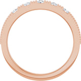 14K Gold Round Natural White Sapphire Birthstone Stackable Ring - Rose Gold - view 2