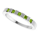 14K Gold Round Natural Peridot Birthstone Stackable Ring – 2mm Stones - White Gold - view 5