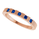 14K Gold Round Lab-Grown Blue Sapphire Birthstone Stackable Ring – 2mm Stones - Rose Gold - view 5