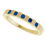 14K Gold Round Natural Blue Sapphire Birthstone Stackable Ring – 2mm Stones - Yellow Gold - view 5