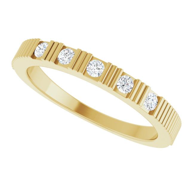 14K Gold Round Natural White Sapphire Birthstone Stackable Ring - Yellow Gold - view 5