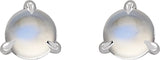 14K Gold Natural Rainbow Moonstone Round 3-Prong Claw Rose-Cut Stud Earrings - White Gold - view 4