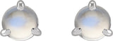 Platinum Natural Rainbow Moonstone Round 3-Prong Claw Rose-Cut Stud Earrings - view 4