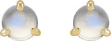 14K Gold Natural Rainbow Moonstone Round 3-Prong Claw Rose-Cut Stud Earrings - Yellow Gold - view 4