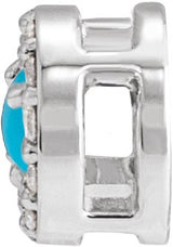 14K Gold Round Natural Turquoise Halo-Style Rose-Cut Necklace or Pendant - White Gold - view 4