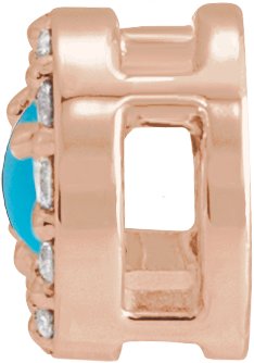 14K Gold Round Natural Turquoise Halo-Style Rose-Cut Necklace or Pendant - Rose Gold - view 5