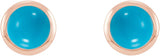 14K Gold Natural Turquoise Round Bezel-Set Rose-Cut Stud Earrings - Rose Gold - view 4
