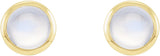 14K Gold Natural Rainbow Moonstone Round Bezel-Set Rose-Cut Stud Earrings - Yellow Gold - view 4