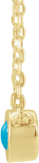 14K Gold Round Natural Turquoise Rose-Cut Bezel-Set Necklace - Yellow Gold - view 4