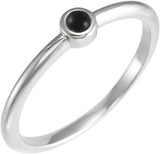 Platinum Round Natural Black Onyx Bezel-Set Stackable Ring - view 3