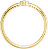 14K Gold Round Natural Rainbow Moonstone Bezel-Set Stackable Ring - Yellow Gold - view 4