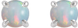 14K Gold Natural White Opal Round 4-Prong Claw Rose-Cut Stud Earrings - White Gold - view 4