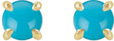 14K Gold Natural Turquoise Round 4-Prong Claw Rose-Cut Stud Earrings - Yellow Gold - view 4