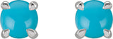 Platinum Natural Turquoise Round 4-Prong Claw Rose-Cut Stud Earrings - view 4