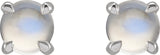 Platinum Natural Rainbow Moonstone Round 4-Prong Claw Rose-Cut Stud Earrings - view 4