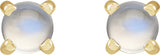 14K Gold Natural Rainbow Moonstone Round 4-Prong Claw Rose-Cut Stud Earrings - Yellow Gold - view 4