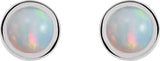 Platinum Natural White Opal Round Bezel-Set Rose-Cut Stud Earrings - view 4