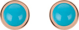 14K Gold Natural Turquoise Round Bezel-Set Rose-Cut Stud Earrings - Rose Gold - view 4