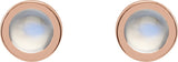 14K Gold Natural Rainbow Moonstone Round Bezel-Set Rose-Cut Stud Earrings - Rose Gold - view 4