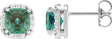 Platinum Lab-Grown Alexandrite & Natural Diamond Cushion Halo-Style Stud Earrings