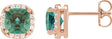 14K Gold Lab-Grown Alexandrite & Natural Diamond Cushion Halo-Style Stud Earrings - Rose Gold
