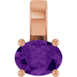 14K Gold Oval Natural Amethyst Solitaire Pendant – 8x6mm - Rose Gold