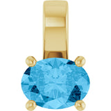 14K Gold Oval Natural Swiss Blue Topaz Solitaire Pendant – 8x6mm - Yellow Gold