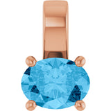 14K Gold Oval Natural Swiss Blue Topaz Solitaire Pendant – 8x6mm - Rose Gold