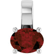 Platinum Oval Natural Mozambique Garnet Solitaire Pendant