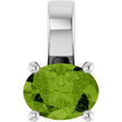 Platinum Oval Natural Peridot Solitaire Pendant