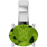 Platinum Oval Natural Peridot Solitaire Pendant