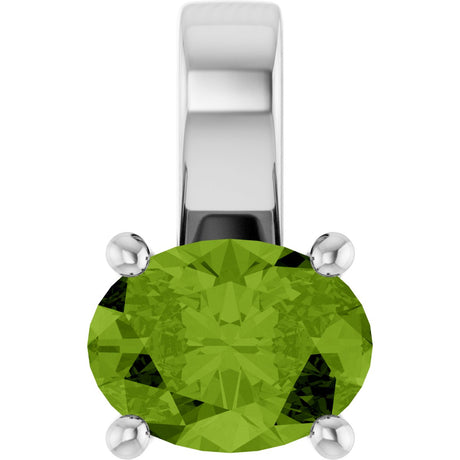 Platinum Oval Natural Peridot Solitaire Pendant