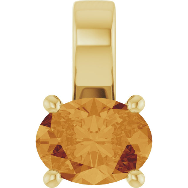 14K Gold Oval Natural Citrine Solitaire Pendant – 8x6mm - Yellow Gold