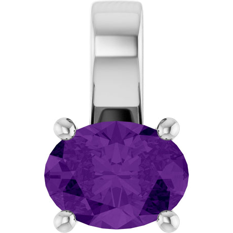 Platinum Oval Natural Amethyst Solitaire Pendant