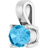14K Gold Oval Natural Swiss Blue Topaz Solitaire Pendant – 8x6mm - White Gold - view 2