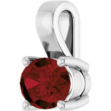 14K Gold Oval Natural Mozambique Garnet Solitaire Pendant - White Gold - view 2